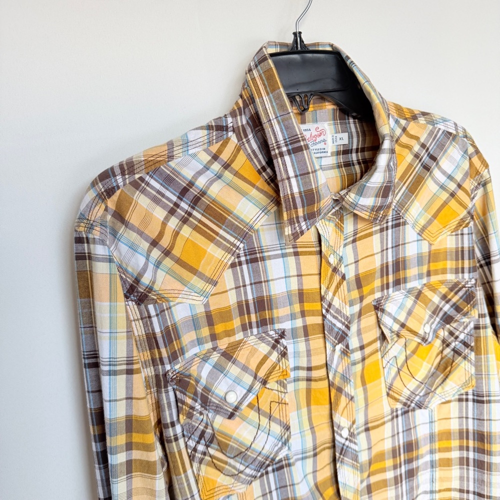 True Religion Men’s “Rocky” Plaid Western Snap Shirt – Size XL